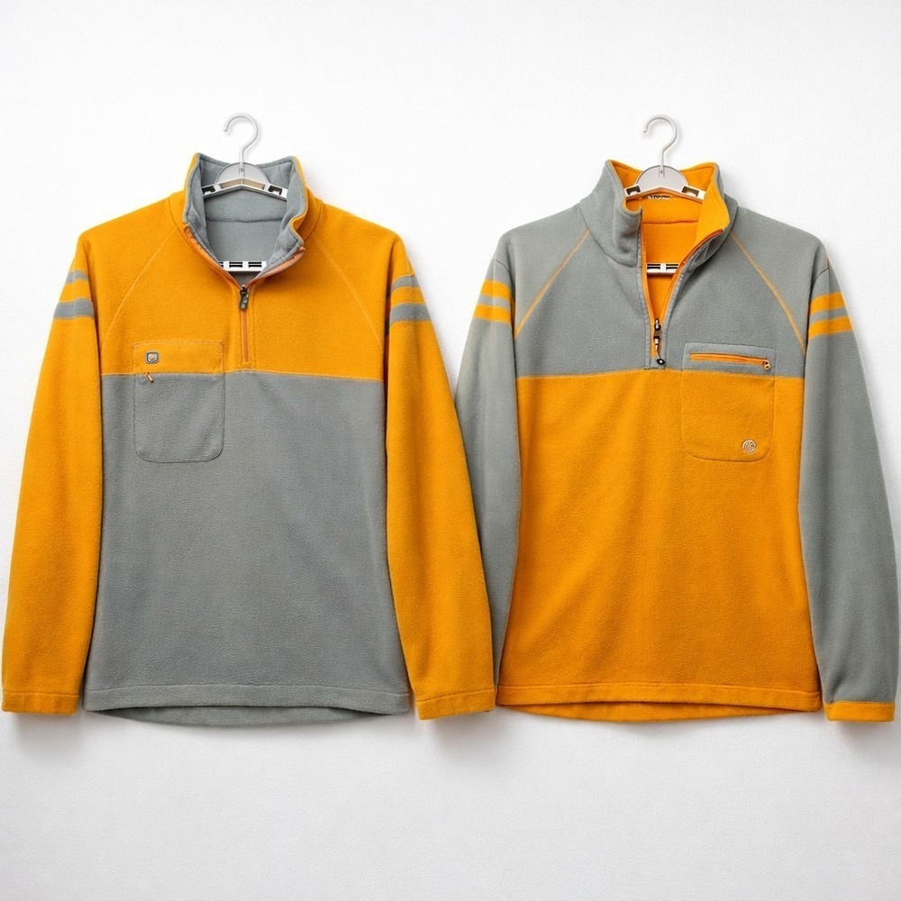 Columbia Convert Reversible Fleece Pullover Jacket Men's M Orange Gray